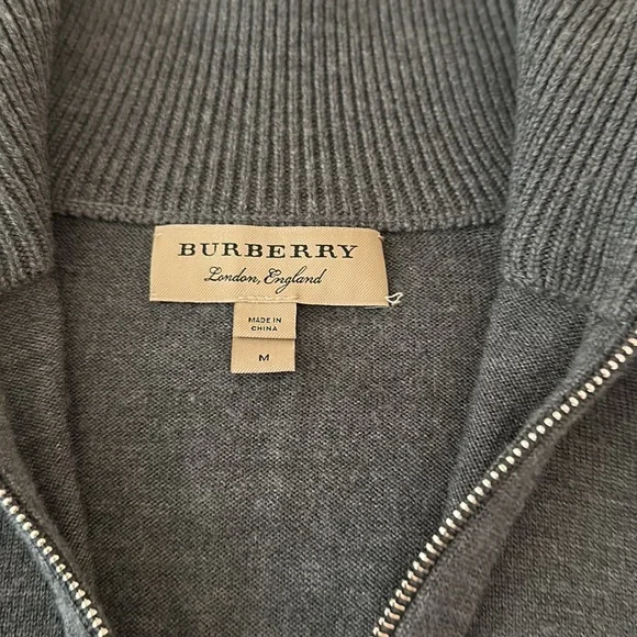 Burberry mock neck sweater in grey merino wool - Picture 4 of 5